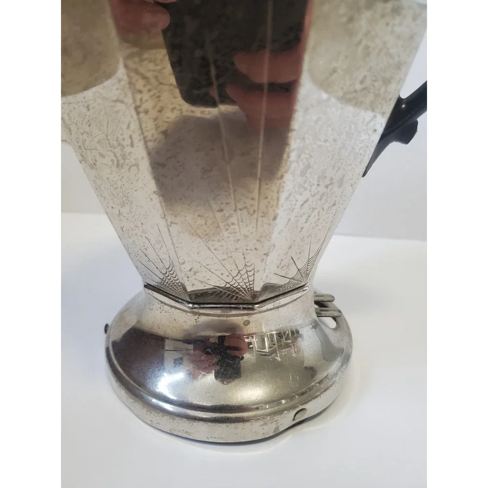 GE Hotpoint Coffee Pot Percolator Art Deco Spider Web Vintage Gothcore **AS IS